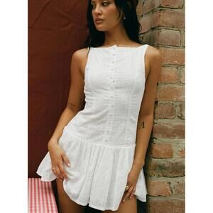 Princess Polly Sweeter Places Embroidered Mini Dress White Petite US 8 White NWT